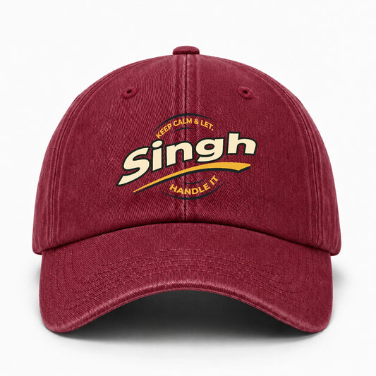 Keep Calm & Let Your Name Handle It Burgundy Washed Cap SINGH 13K1 C105PF