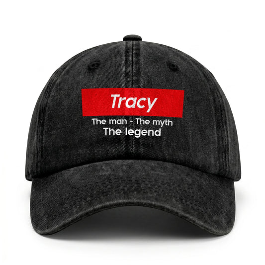 Your Name The Man The Myth The Legend Red Logo Washed Cap TRACY 13K1 C130PF