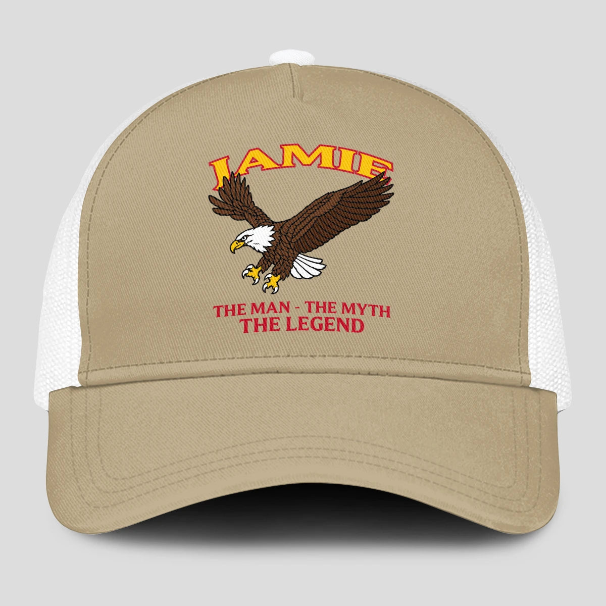 The Man The Myth The Legend Eagle Khaki Mesh Cap JAMIE 13K1 C210PF