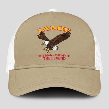 The Man The Myth The Legend Eagle Khaki Mesh Cap JAMIE 13K1 C210PF