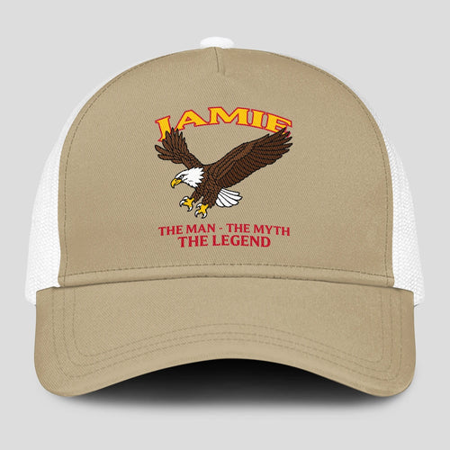 The Man The Myth The Legend Eagle Khaki Mesh Cap JAMIE 13K1 C210PF