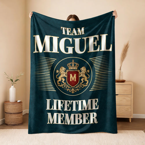 Team Your Name Lifetime Member Sage Green Fleece Blanket MIGUEL 13K1 BK42