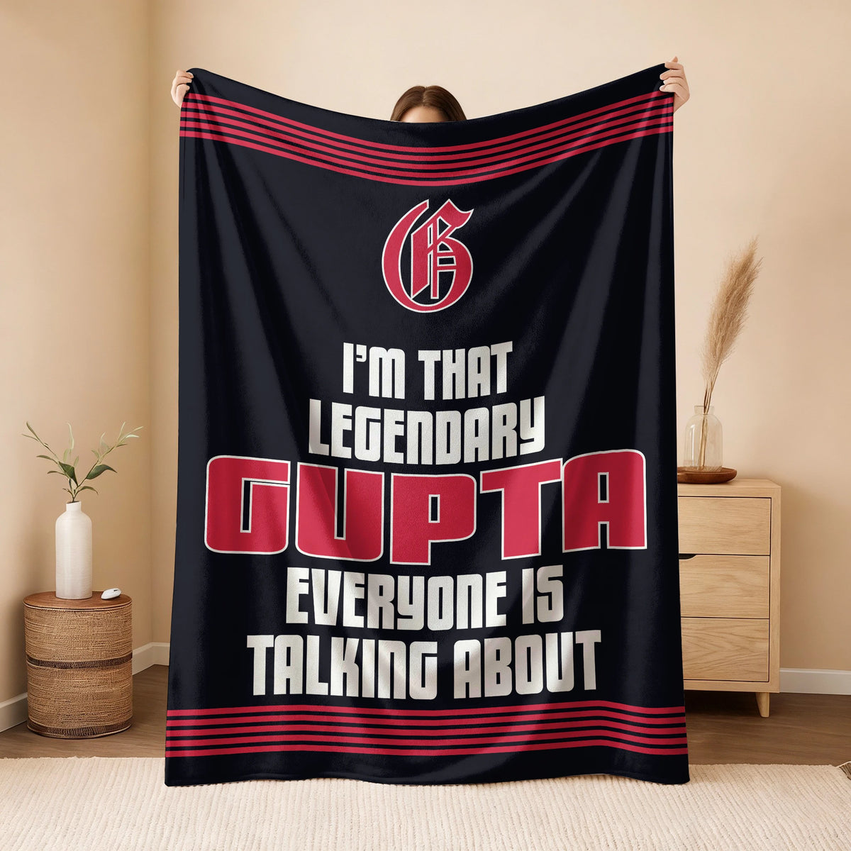 I'm That Legendary Name Dark Red Fleece Blanket GUPTA 13K1 BK48