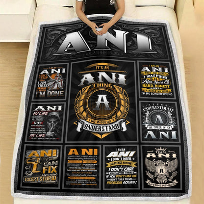 ANI Personalized Blanket | Custom Name Cozy Throw Gift 13K4-BK2