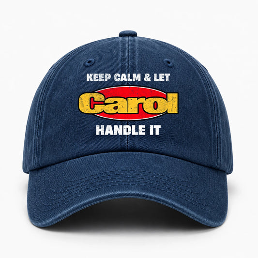 Keep Calm & Let Your Name Handle It Yellow And Red Logo Washed Cap CAROL 13K1 C172PF