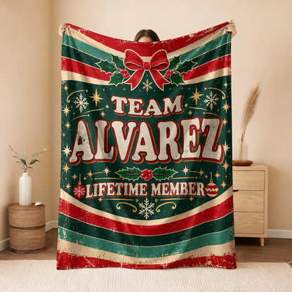 Team Your Name Lifetime Member Christmas Fleece Blanket ALVAREZ 13K1 BK52