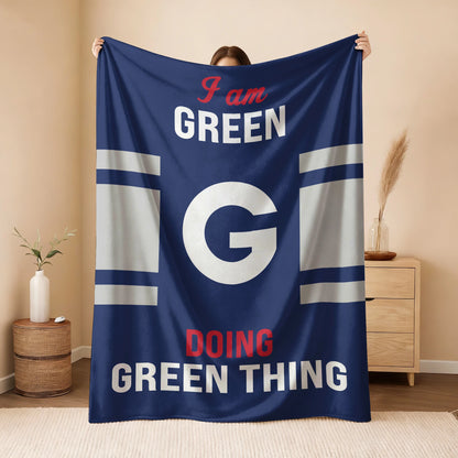 I'm Name Doing Name Things Navy Fleece Blanket GREEN 13K1 BK51