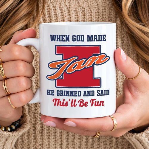 When God Made Your Name Personalized Baseball Mug IAN 13K1 MG07