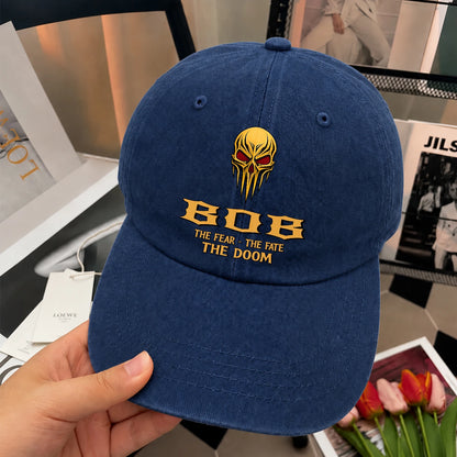 The Fear The Fate The Doom Skull Blue Washed Cap BOB 13K1 C97PF