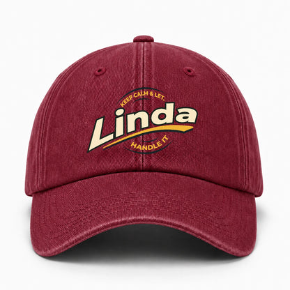Keep Calm & Let Your Name Handle It Burgundy Washed Cap LINDA 13K1 C105PF