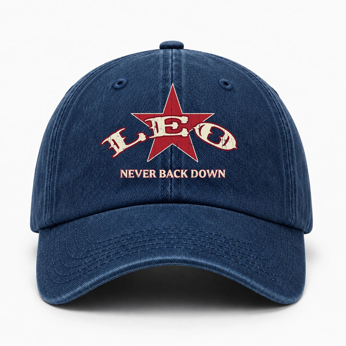 Never Back Down Western Blue Denim Cap LEO 13K1 C61PF