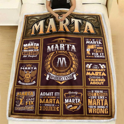 MARTA Personalized Blanket | Custom Name Cozy Throw Gift 13K1-BK4