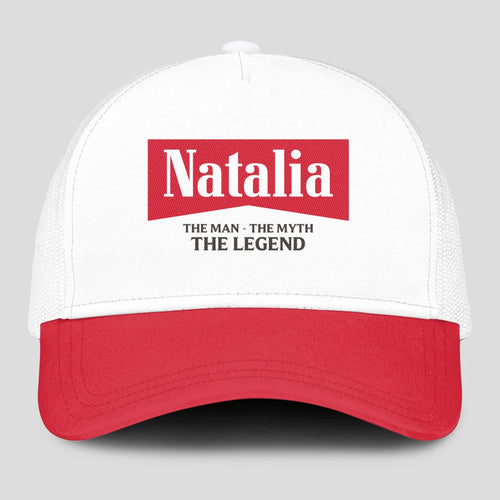 The Man The Myth The Legend Red And White Mesh Cap NATALIA 13K1 C197PF