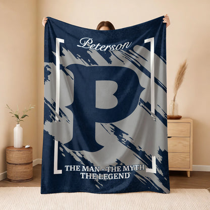 The Man The Myth The Legend Navy Baseball Fleece Blanket PETERSON 13K1 BK17