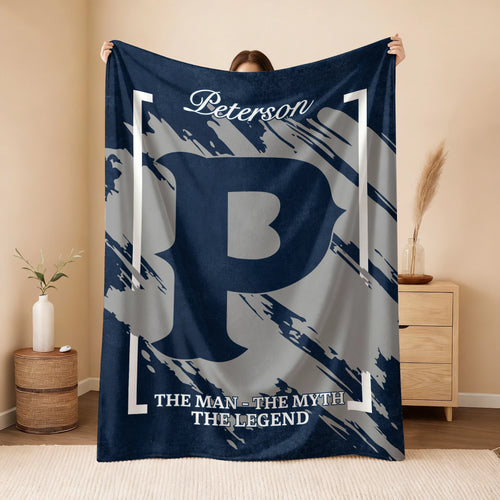 The Man The Myth The Legend Navy Baseball Fleece Blanket PETERSON 13K1 BK17