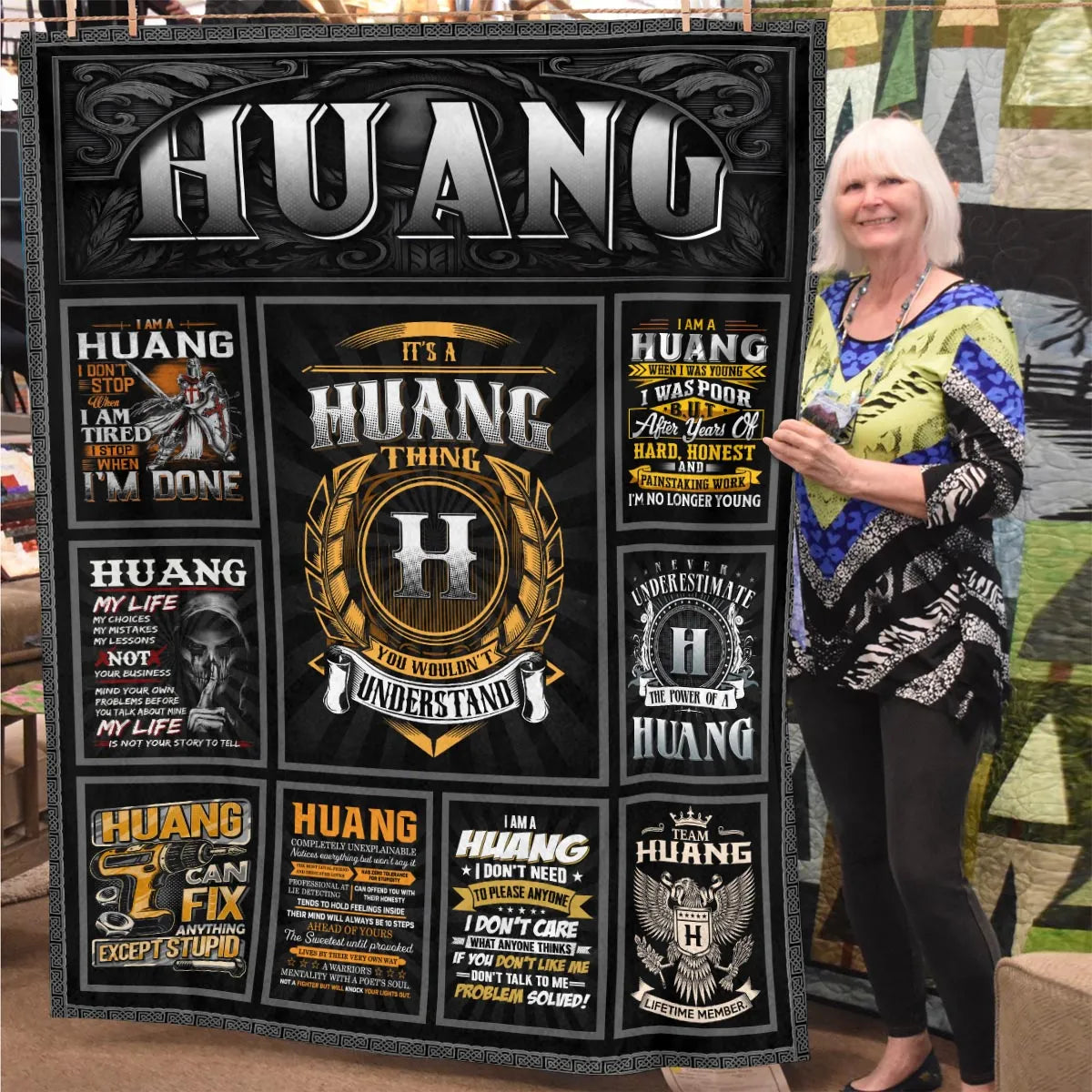 HUANG Personalized Blanket | Custom Name Cozy Throw Gift 13K3-BK2