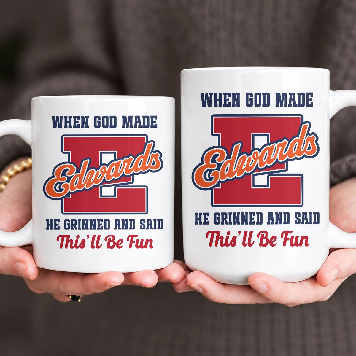 When God Made Your Name Personalized Baseball Mug EDWARDS 13K1 MG07