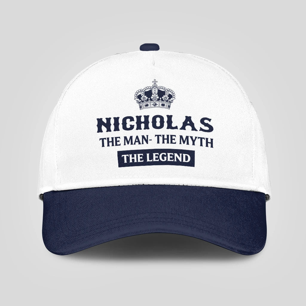 The Man The Myth The Legend King Crown Blue And White Cap NICHOLAS 13K1 C147PF