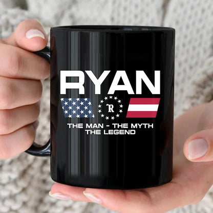 The Man The Myth The Legend Us Flag Mug RYAN 13K1 MG23