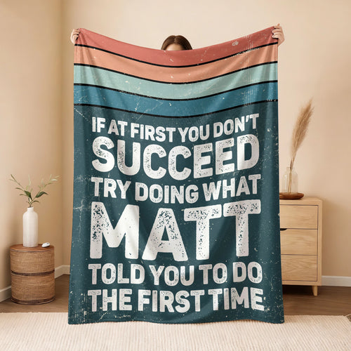 If At First You Don’t Succeed Retro Green Fleece Blanket MATT 13K1 BK29