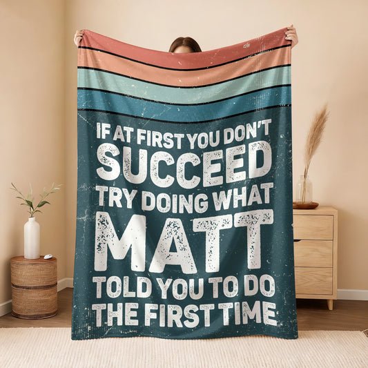 If At First You Don’t Succeed Retro Green Fleece Blanket MATT 13K1 BK29