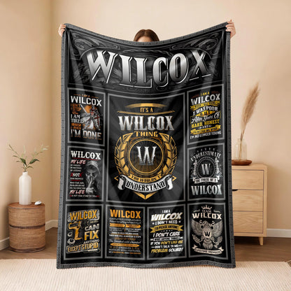 WILCOX Personalized Blanket | Custom Name Cozy Throw Gift 13K5-BK2