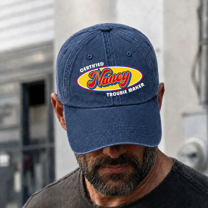 Certified Your Name Trouble Maker Washed Cap NANCY 13K1 C73PF