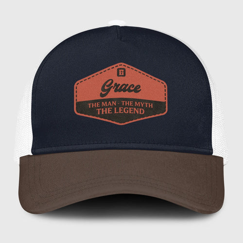 The Man The Myth The Legend Navy And Brown Mesh Cap GRACE 13K1 C188PF