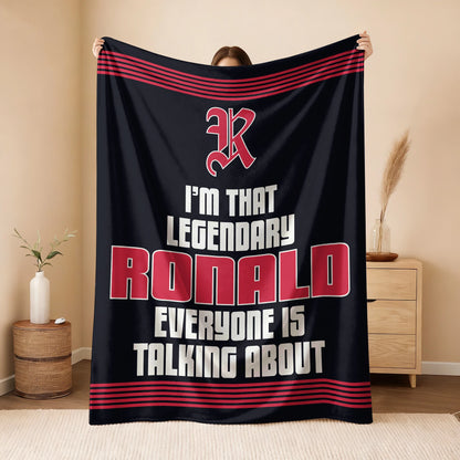 I'm That Legendary Name Dark Red Fleece Blanket RONALD 13K1 BK48