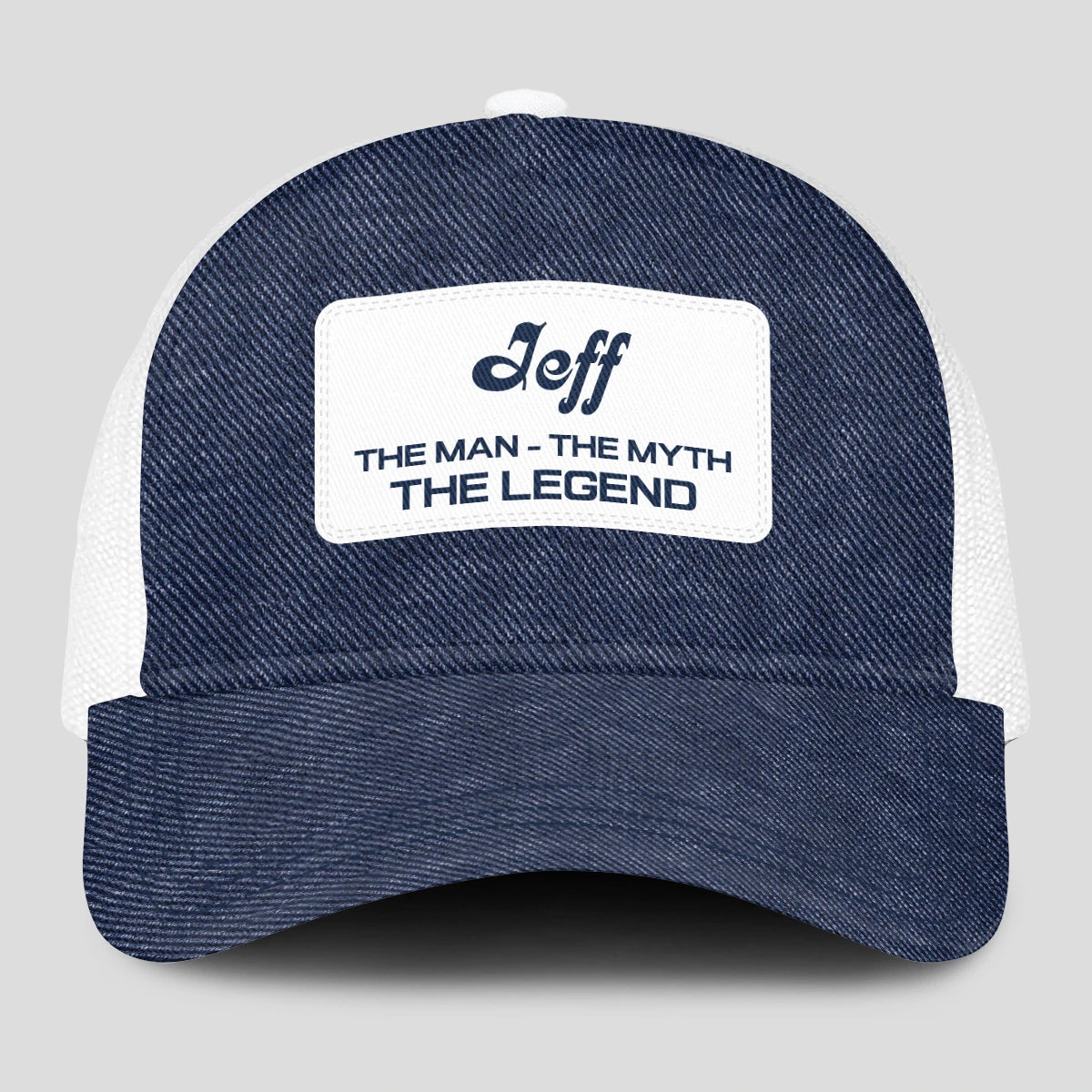 The Man The Myth The Legend Blue Denim Mesh Cap JEFF 13K1 C194PF