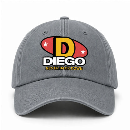 Never Back Down With Your Name And Initial Letter Washed Cap DIEGO 13K1 C82PF