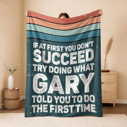If At First You Don’t Succeed Retro Green Fleece Blanket GARY 13K1 BK29