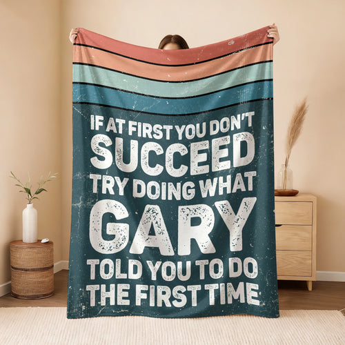 If At First You Don’t Succeed Retro Green Fleece Blanket GARY 13K1 BK29