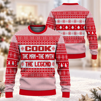 The Man The Myth The Legend Red Christmas Ugly Sweater COOK 13K1 UG04