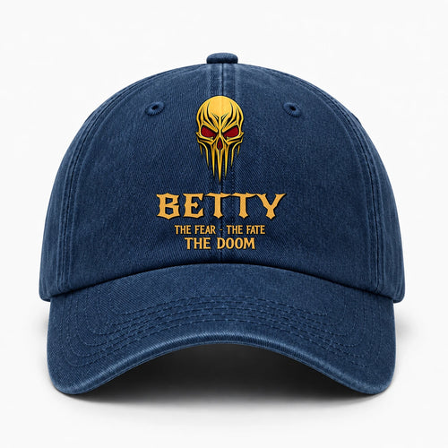 The Fear The Fate The Doom Skull Blue Washed Cap BETTY 13K1 C97PF