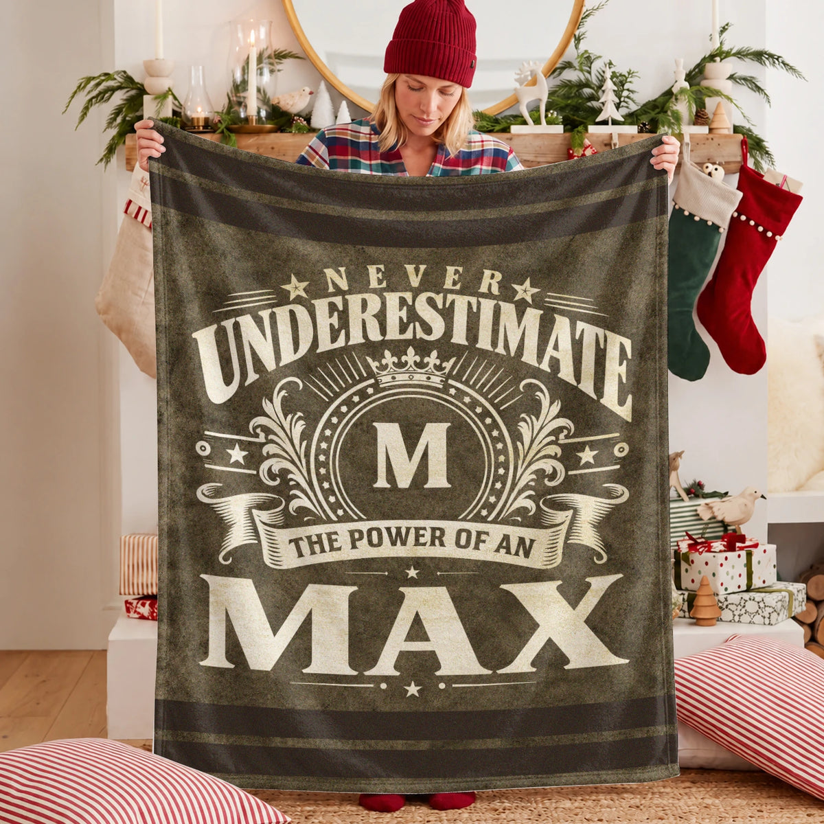Never Underestimate The Power Of A Name Olive Green Army Fleece Blanket MAX 13K1 BK46