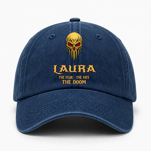 The Fear The Fate The Doom Skull Blue Washed Cap LAURA 13K1 C97PF