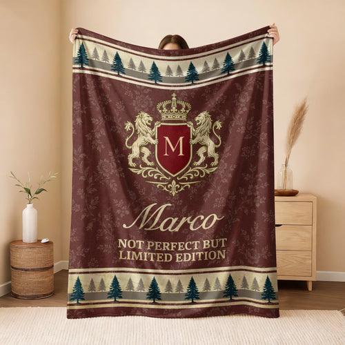 Not Perfect But Limited Edition Burgundy Pine Tree Fleece Blanket MARCO 13K1 BK41