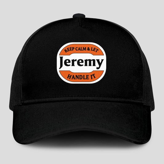 Keep Calm & Let Your Name Handle It Black Mesh Cap JEREMY 13K1 C199PF