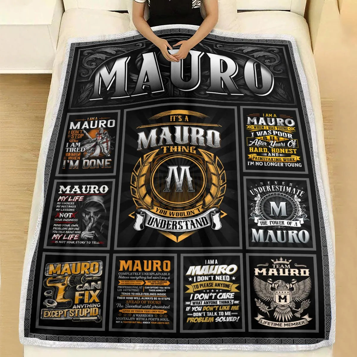 MAURO Personalized Blanket | Custom Name Cozy Throw Gift 13K3-BK2
