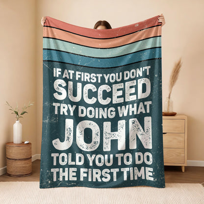 If At First You Don’t Succeed Retro Green Fleece Blanket JOHN 13K1 BK29