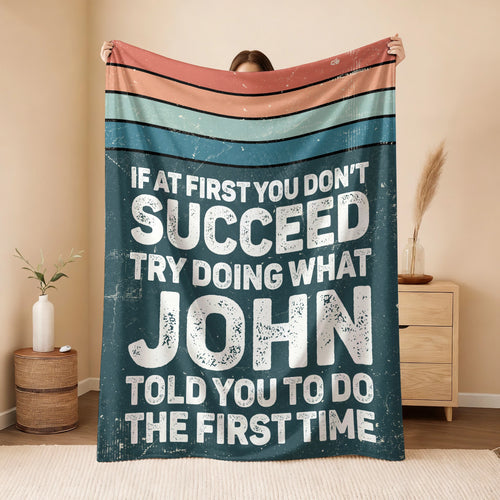 If At First You Don’t Succeed Retro Green Fleece Blanket JOHN 13K1 BK29