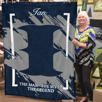 The Man The Myth The Legend Navy Baseball Fleece Blanket IAN 13K1 BK17
