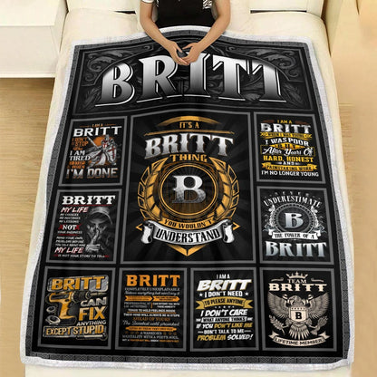 BRITT Personalized Blanket | Custom Name Cozy Throw Gift 13K4-BK2