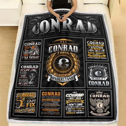 CONRAD Personalized Blanket | Custom Name Cozy Throw Gift 13K4-BK2