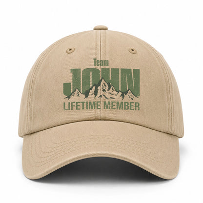 Team Your Name Lifetime Member Mountain Cap JOHN 13K1 C58PF