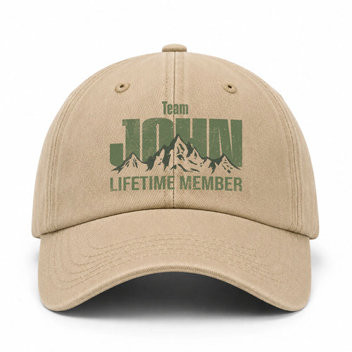 Team Your Name Lifetime Member Mountain Cap JOHN 13K1 C58PF