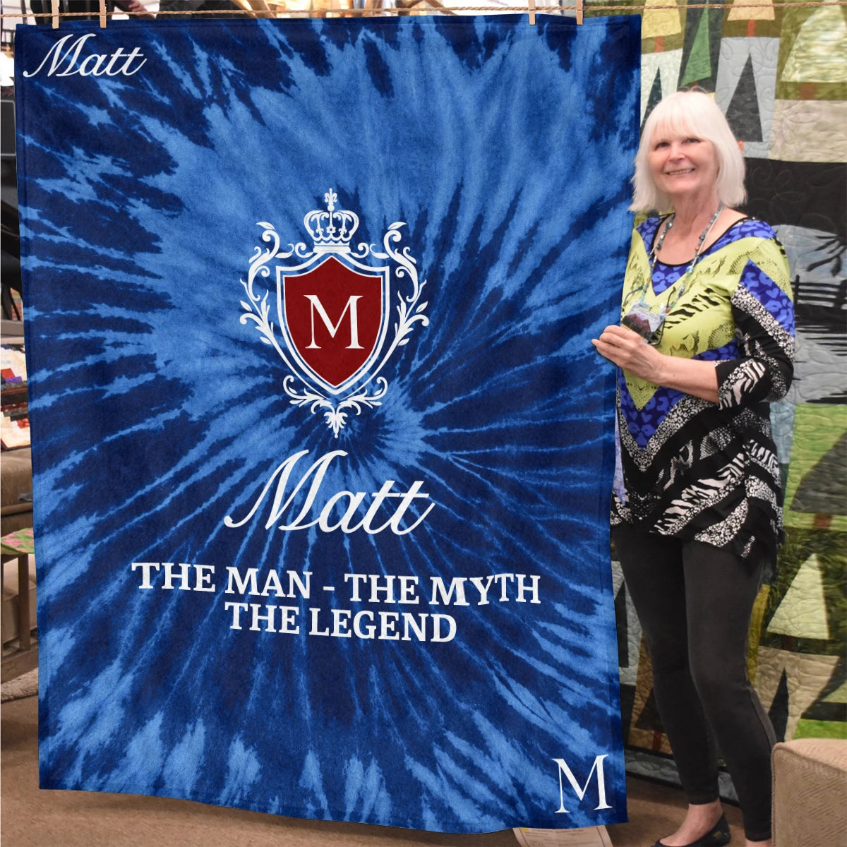The Man The Myth The Legend Blue Waves Fleece Blanket MATT 13K1 BK11
