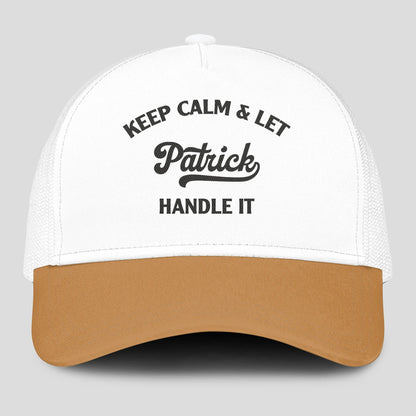Keep Calm & Let Your Name Handle It Yellow And White Mesh Cap PATRICK 13K1 C205PF