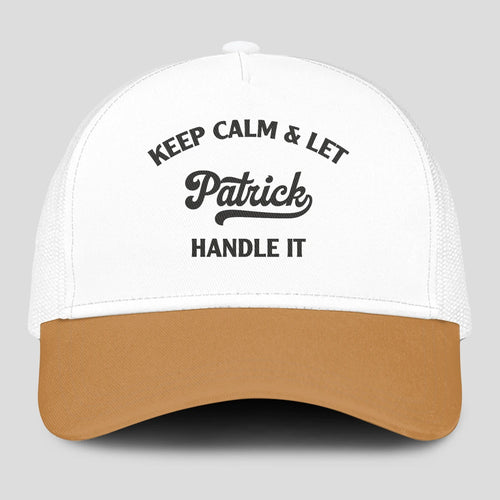 Keep Calm & Let Your Name Handle It Yellow And White Mesh Cap PATRICK 13K1 C205PF